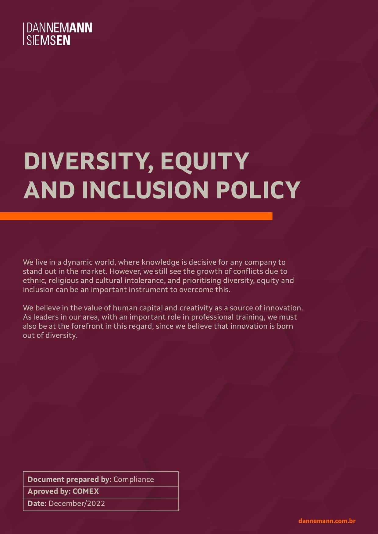 Diversity, Equity and Inclusion Policy