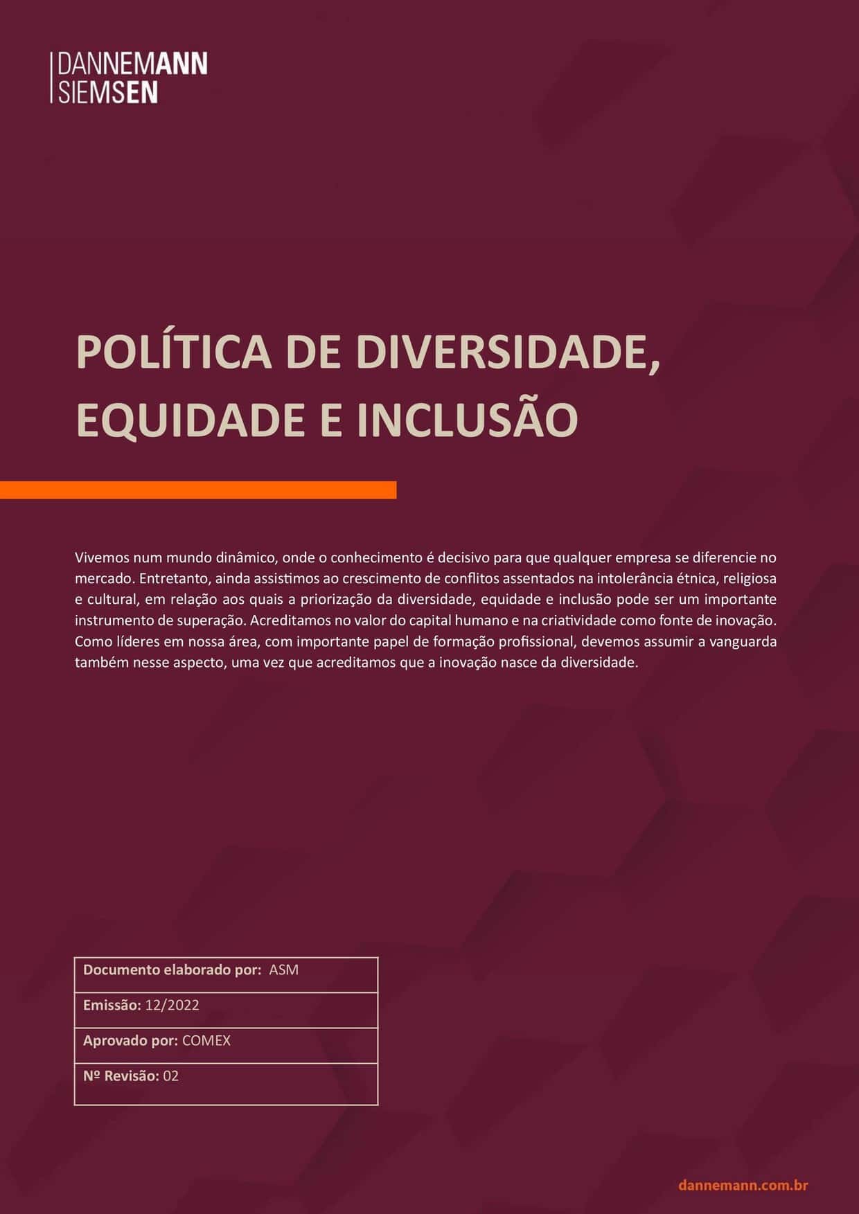 Política de Diversidade, Equidade e Inclusão